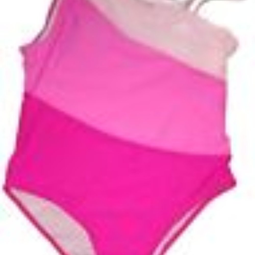 Hotian Women's One Piece Swimsuit - Pink 3 Tone One Shoulder Cut Out - XL (12)